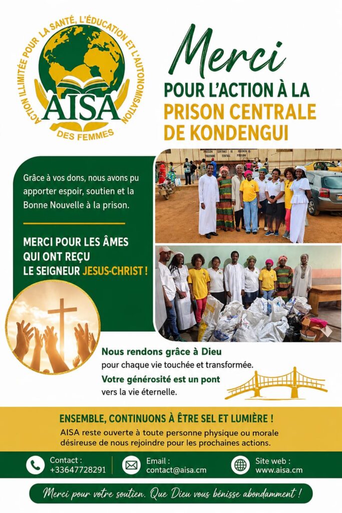 Merci pour votre soutien : l’Évangile et l’amour en action à la Prison Centrale de Kondengui